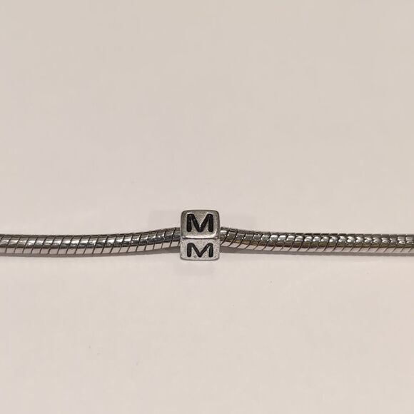 Silver M‎ Spacer Charm for Pandora Style Bracelet - Picture 4 of 5